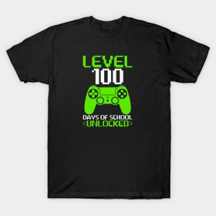 Level 100 Days Of School Unlocked - Student Gamer T-Shirt